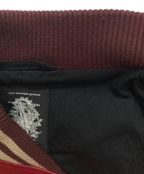 acanthus（アカンサス）acanthus (アカンサス) レザースタジアムジャケット/LST1101 レッド サイズ:Ｍの古着・服飾アイテム