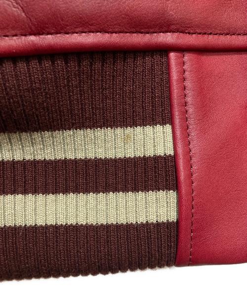 acanthus（アカンサス）acanthus (アカンサス) レザースタジアムジャケット/LST1101 レッド サイズ:Ｍの古着・服飾アイテム