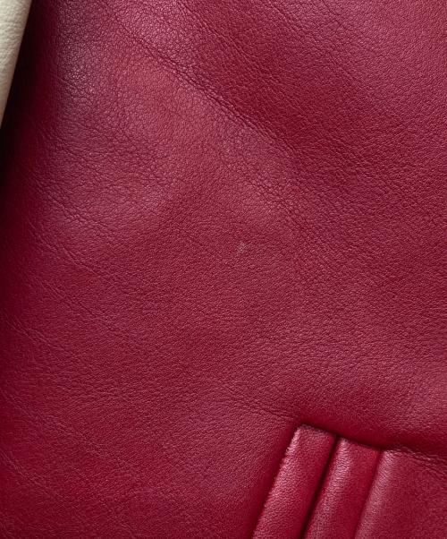 acanthus（アカンサス）acanthus (アカンサス) レザースタジアムジャケット/LST1101 レッド サイズ:Ｍの古着・服飾アイテム