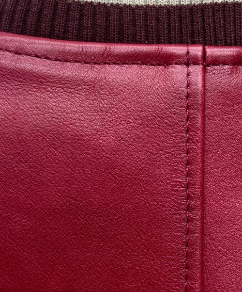 acanthus（アカンサス）acanthus (アカンサス) レザースタジアムジャケット/LST1101 レッド サイズ:Ｍの古着・服飾アイテム