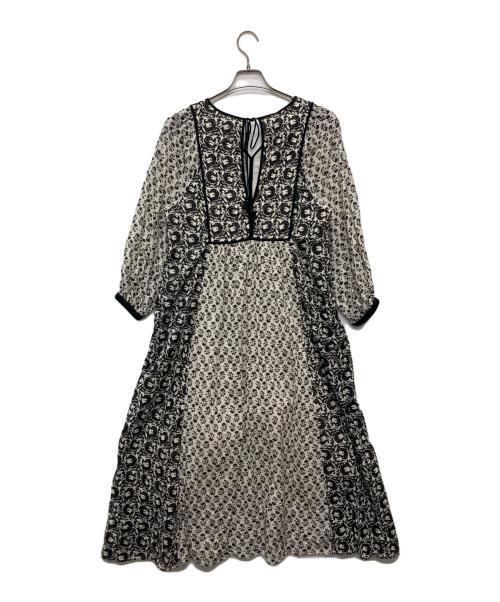 ne quittez pas（ヌキテパ）ne quittez pas (ヌキテパ) コットンジャガードコンビプリントギャザードレス/010431GQ1 ブラック サイズ:Ｓの古着・服飾アイテム