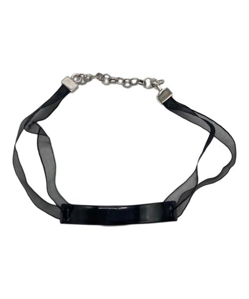 Christian Dior（クリスチャン ディオール）Christian Dior (クリスチャン ディオール) プレートロゴチョーカーネックレス ブラック×レッドの古着・服飾アイテム