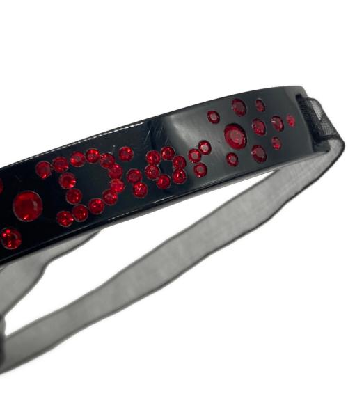 Christian Dior（クリスチャン ディオール）Christian Dior (クリスチャン ディオール) プレートロゴチョーカーネックレス ブラック×レッドの古着・服飾アイテム