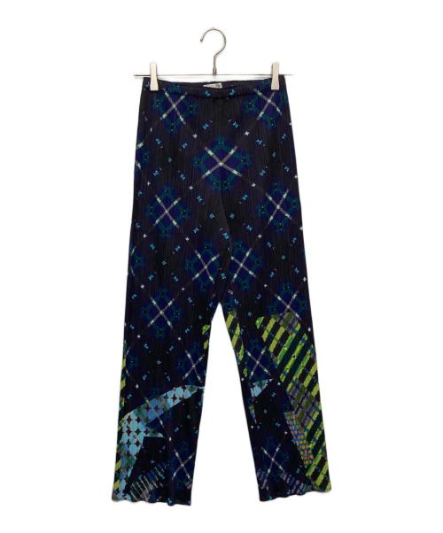 PLEATS PLEASE（プリーツプリーズ）PLEATS PLEASE (プリーツプリーズ) 総柄プリーツパンツ/PP93-JF682 ブラック×ネイビー サイズ:1の古着・服飾アイテム