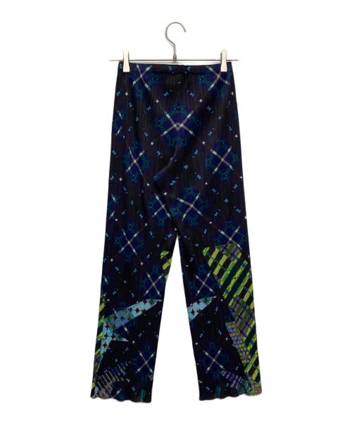 PLEATS PLEASE（プリーツプリーズ）PLEATS PLEASE (プリーツプリーズ) 総柄プリーツパンツ/PP93-JF682 ブラック×ネイビー サイズ:1の古着・服飾アイテム