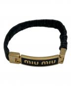 MIU MIUミュウミュウ）の古着「レザーバングル」｜ブラック
