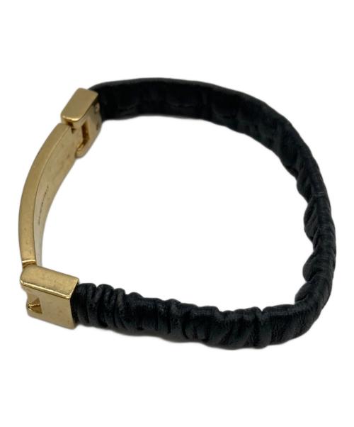 MIU MIU（ミュウミュウ）MIU MIU (ミュウミュウ) レザーバングル ブラックの古着・服飾アイテム