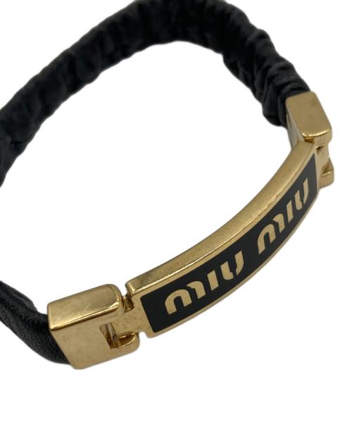 MIU MIU（ミュウミュウ）MIU MIU (ミュウミュウ) レザーバングル ブラックの古着・服飾アイテム