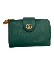 GUCCI（グッチ）の古着「バンブー付き ダブルG ミディアム ウォレット/739498」｜グリーン