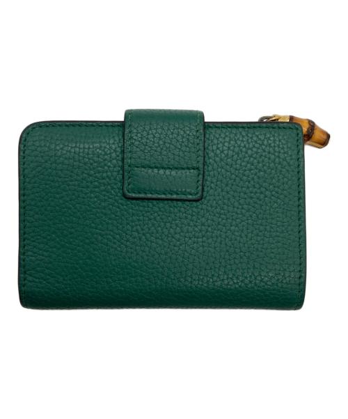 GUCCI（グッチ）GUCCI (グッチ) バンブー付き ダブルG ミディアム ウォレット/739498 グリーンの古着・服飾アイテム