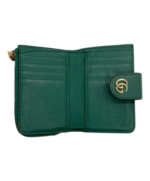 GUCCI（グッチ）GUCCI (グッチ) バンブー付き ダブルG ミディアム ウォレット/739498 グリーンの古着・服飾アイテム