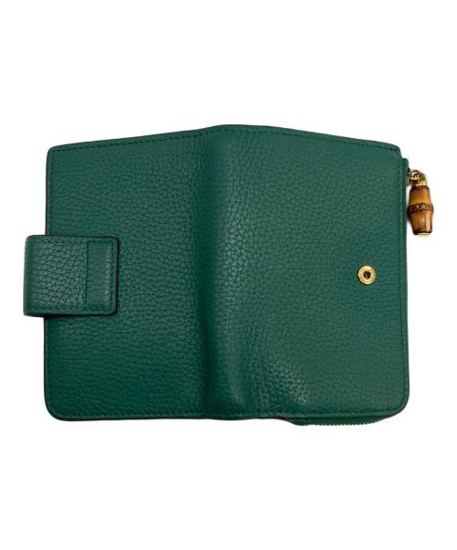 GUCCI（グッチ）GUCCI (グッチ) バンブー付き ダブルG ミディアム ウォレット/739498 グリーンの古着・服飾アイテム