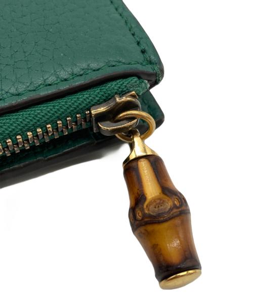 GUCCI（グッチ）GUCCI (グッチ) バンブー付き ダブルG ミディアム ウォレット/739498 グリーンの古着・服飾アイテム