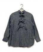 DEPAREILLEデパリエ）の古着「4.5ozデニムトリプルリボンブラウス/B1162AFB318」｜インディゴ