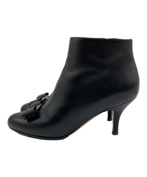 Salvatore Ferragamo（サルヴァトーレ フェラガモ）Salvatore Ferragamo (サルヴァトーレ フェラガモ) ヴァラリボンショートブーツ ブラック サイズ:5 1/2の古着・服飾アイテム