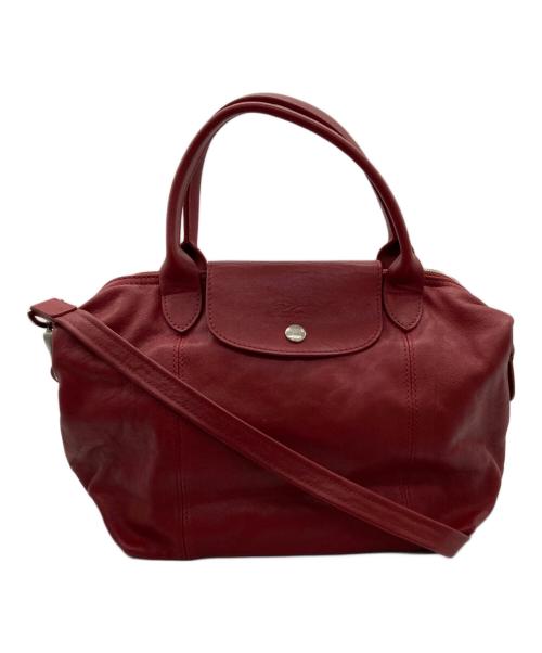 LONGCHAMP（ロンシャン）LONGCHAMP (ロンシャン) ル・プリアージュキュイール2WAYレザーバッグ/1512737545 レッドの古着・服飾アイテム