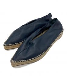 CELINE（セリーヌ）の古着「Vカットレザーエスパドリーユ」｜ブルー