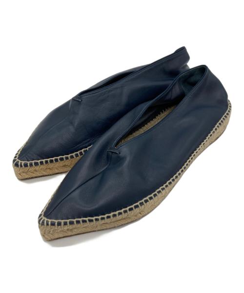 CELINE（セリーヌ）CELINE (セリーヌ) Vカットレザーエスパドリーユ ブルー サイズ:40の古着・服飾アイテム