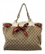 GUCCIグッチ）の古着「GGキャンバススカーフ付トートバッグ/153033」｜ホワイト×ブラウン