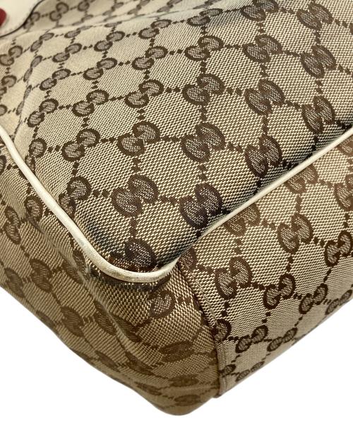 GUCCI（グッチ）GUCCI (グッチ) GGキャンバススカーフ付トートバッグ/153033 ホワイト×ブラウンの古着・服飾アイテム
