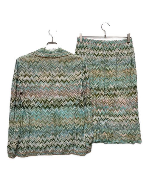 missoni（ミッソーニ）missoni (ミッソーニ) ジグザグスカートセットアップ グリーン サイズ:JKT48/SKT46の古着・服飾アイテム