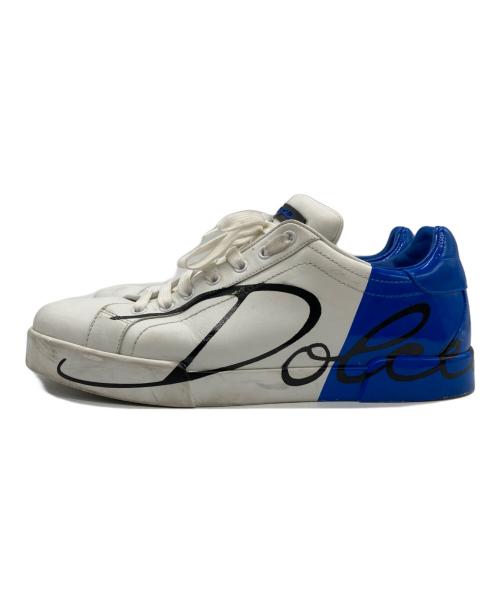 DOLCE & GABBANA（ドルチェ＆ガッバーナ）DOLCE & GABBANA (ドルチェ＆ガッバーナ) バイカラーロゴローカットスニーカー ブルー×ホワイト サイズ:27の古着・服飾アイテム