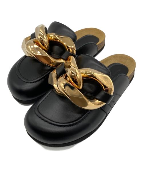 J.W.ANDERSON（ジェイダブリューアンダーソン）J.W.ANDERSON (ジェイダブリューアンダーソン) チェーンレザーミュール ブラック サイズ:23の古着・服飾アイテム