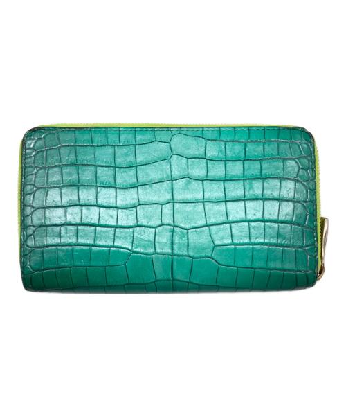 ZELE PARIS（ゼルパリ）ZELE PARIS (ゼルパリ) クロコダイルダブルジップウォレット グリーンの古着・服飾アイテム
