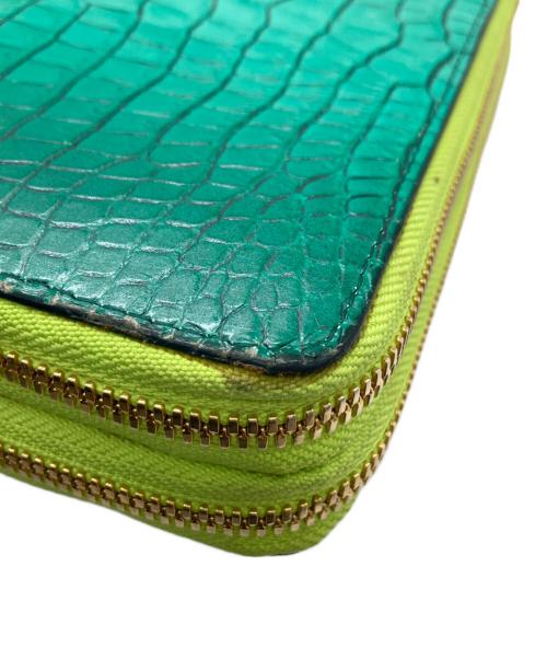 ZELE PARIS（ゼルパリ）ZELE PARIS (ゼルパリ) クロコダイルダブルジップウォレット グリーンの古着・服飾アイテム