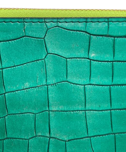 ZELE PARIS（ゼルパリ）ZELE PARIS (ゼルパリ) クロコダイルダブルジップウォレット グリーンの古着・服飾アイテム