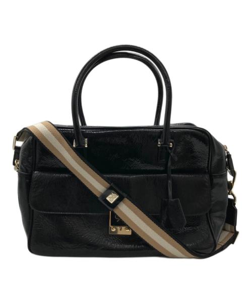 ANYA HINDMARCH（アニヤ・ハインドマーチ）ANYA HINDMARCH (アニヤ・ハインドマーチ) エナメルスモールカーカーハンドバッグ ブラックの古着・服飾アイテム