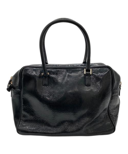 ANYA HINDMARCH（アニヤ・ハインドマーチ）ANYA HINDMARCH (アニヤ・ハインドマーチ) エナメルスモールカーカーハンドバッグ ブラックの古着・服飾アイテム