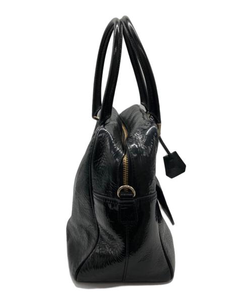 ANYA HINDMARCH（アニヤ・ハインドマーチ）ANYA HINDMARCH (アニヤ・ハインドマーチ) エナメルスモールカーカーハンドバッグ ブラックの古着・服飾アイテム