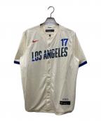 NIKEナイキ）の古着「Los Angeles Dodgers ベースボールシャツ」｜アイボリー