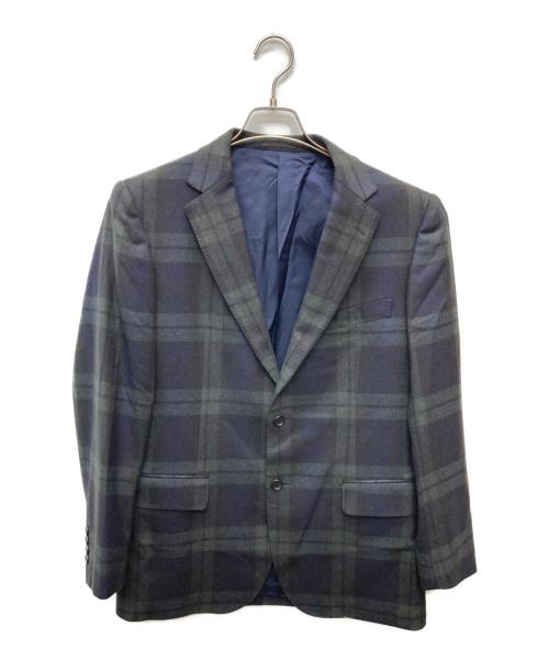 MACKINTOSH LONDON（マッキントッシュ ロンドン）MACKINTOSH LONDON (マッキントッシュ ロンドン) タータンチェックウールテーラードジャケット ネイビー×グレー サイズ:A5の古着・服飾アイテム