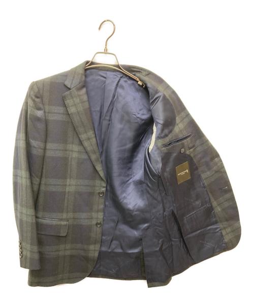 MACKINTOSH LONDON（マッキントッシュ ロンドン）MACKINTOSH LONDON (マッキントッシュ ロンドン) タータンチェックウールテーラードジャケット ネイビー×グレー サイズ:A5の古着・服飾アイテム