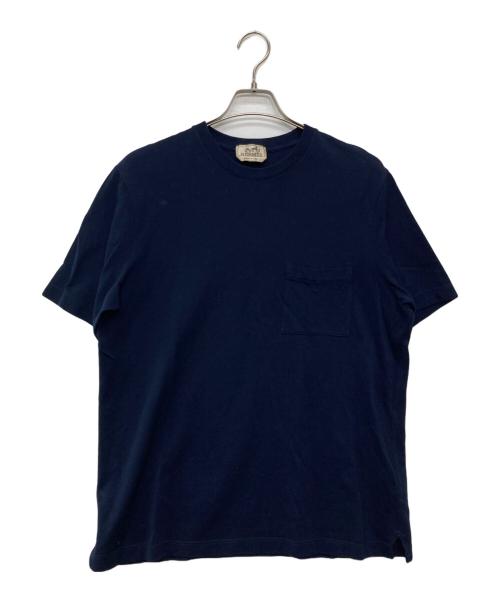 HERMES（エルメス）HERMES (エルメス) 鹿の子ポケットTシャツ ネイビー サイズ:Ｌの古着・服飾アイテム