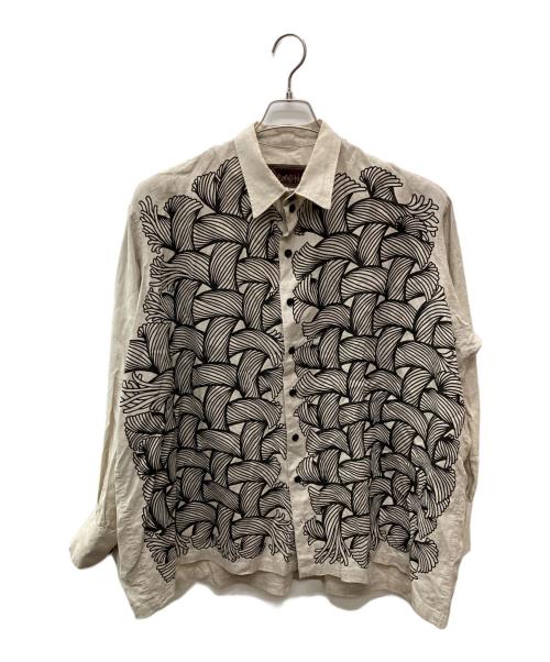 NEMETH（ネメス）Nemeth (ネメス) ロープ柄リネンシャツ ベージュ サイズ:Lの古着・服飾アイテム