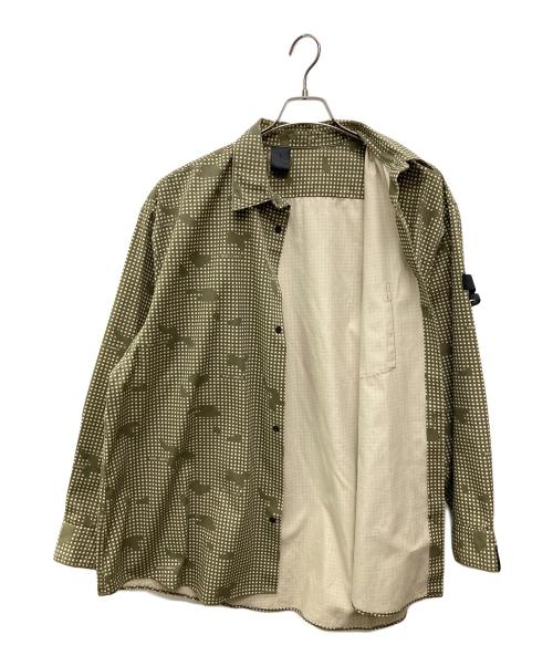N.HOOLYWOOD（エヌ ハリウッド）N.HOOLYWOOD (エヌ ハリウッド) ナイトカモ コットンポリ ツイル Aラインシャツ オリーブ サイズ:40の古着・服飾アイテム