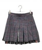 THOM BROWNE. NEW YORKトムブラウン ニューヨーク）の古着「ウールプリーツツイードスカート/FGC724A-07642960」｜ネイビー