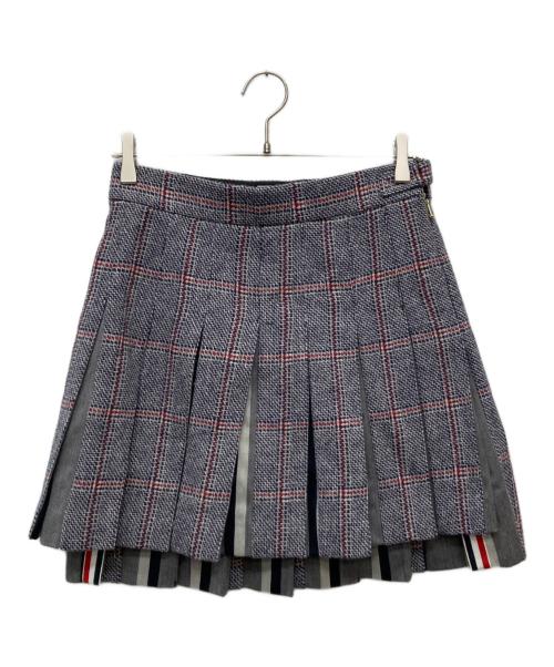 THOM BROWNE. NEW YORK（トムブラウン ニューヨーク）THOM BROWNE. NEW YORK (トムブラウン ニューヨーク) ウールプリーツツイードスカート/FGC724A-07642960 ネイビー サイズ:40の古着・服飾アイテム