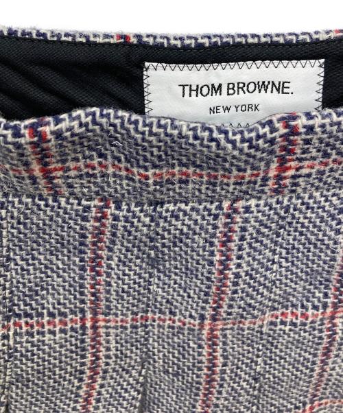 THOM BROWNE. NEW YORK（トムブラウン ニューヨーク）THOM BROWNE. NEW YORK (トムブラウン ニューヨーク) ウールプリーツツイードスカート/FGC724A-07642960 ネイビー サイズ:40の古着・服飾アイテム