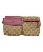GUCCIグッチ）の古着「GGキャンバスウエストバッグ/162962」｜ピンクベージュ