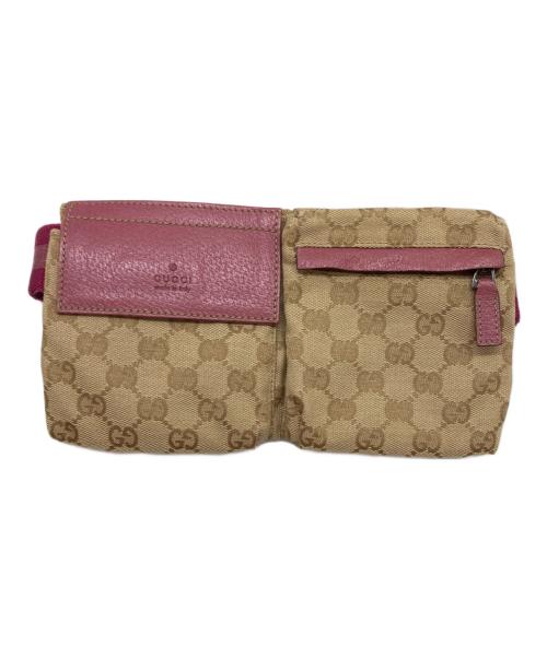 GUCCI（グッチ）GUCCI (グッチ) GGキャンバスウエストバッグ/162962 ピンクベージュの古着・服飾アイテム