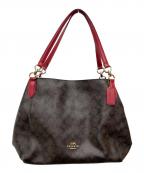 COACHコーチ）の古着「シグネチャーバッグ/F80298」｜レッド×ブラウン