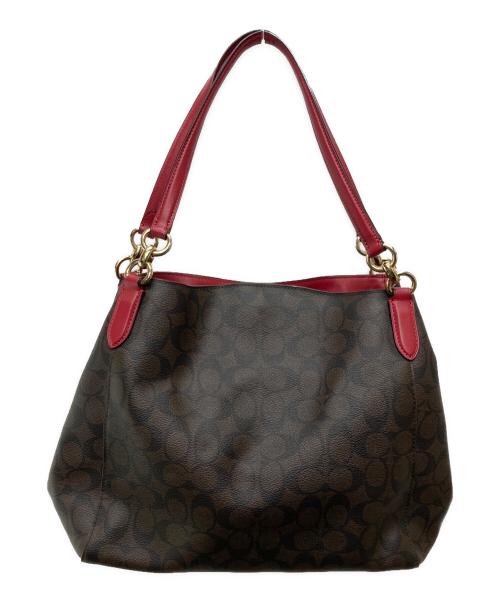 COACH（コーチ）COACH (コーチ) シグネチャーバッグ/F80298 レッド×ブラウンの古着・服飾アイテム
