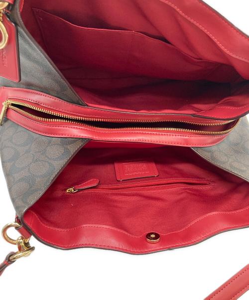 COACH（コーチ）COACH (コーチ) シグネチャーバッグ/F80298 レッド×ブラウンの古着・服飾アイテム