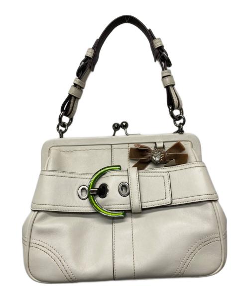 COACH（コーチ）COACH (コーチ) がま口ハンドバッグ/8A12 アイボリーの古着・服飾アイテム