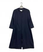 Loulou Willoughbyルルウィルビー）の古着「リネンノーカラーロングコート/211910-17-020」｜ネイビー