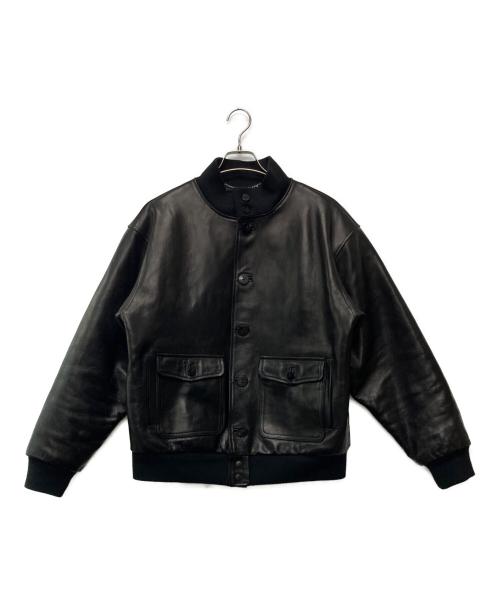 Time is on（タイムイズオン）Time is on (タイムイズオン) 【A1 JACKET】cow leather/T201-L858 ブラック サイズ:1の古着・服飾アイテム